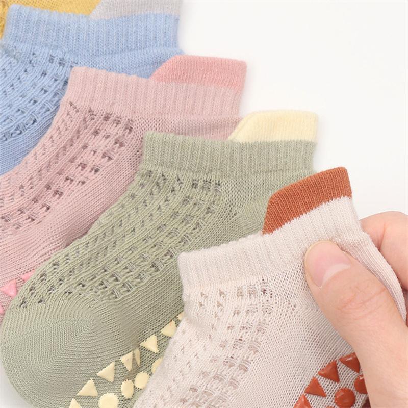 Lawadka 4Pairs Summer Baby Boy Girl Sock Mesh Thin Newborn Socks For Girls Boys Casual Toddler Short Floor Home Sock Anti-slip