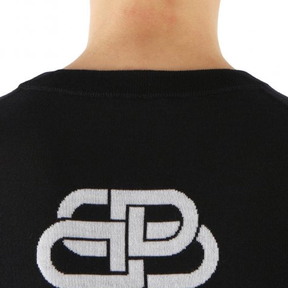 Balenciaga Back Print Interlocked BB Sweatshirt 'Black White' Men's 583117T14394170