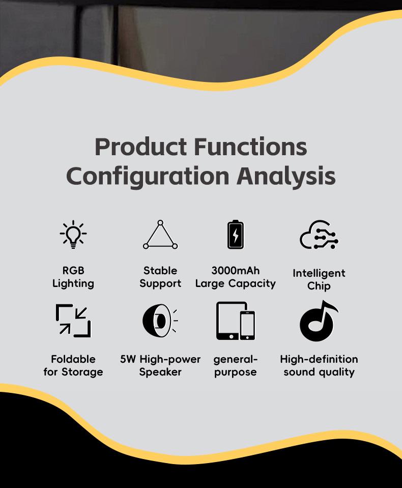 360° Rotating Phone & Tablet Stand with Bluetooth Speaker, RGB Lights, and Hi-Fi Desktop Amplifier