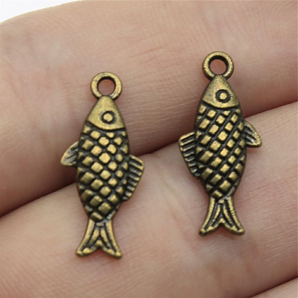 20 Stück Fisch Anhänger Antik Bronze Silber Farbe Anhänger DIY Basteln Herstellung Zubehör Handgefertigt Tibetischer Schmuck Für Schmuckherstellung