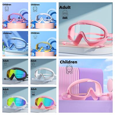 Kids And Adult Big Frame Swimming Goggles With Earplugs Children's Anti-Fog Swimming Glasses Boys Girls Pool Beach Eyewear