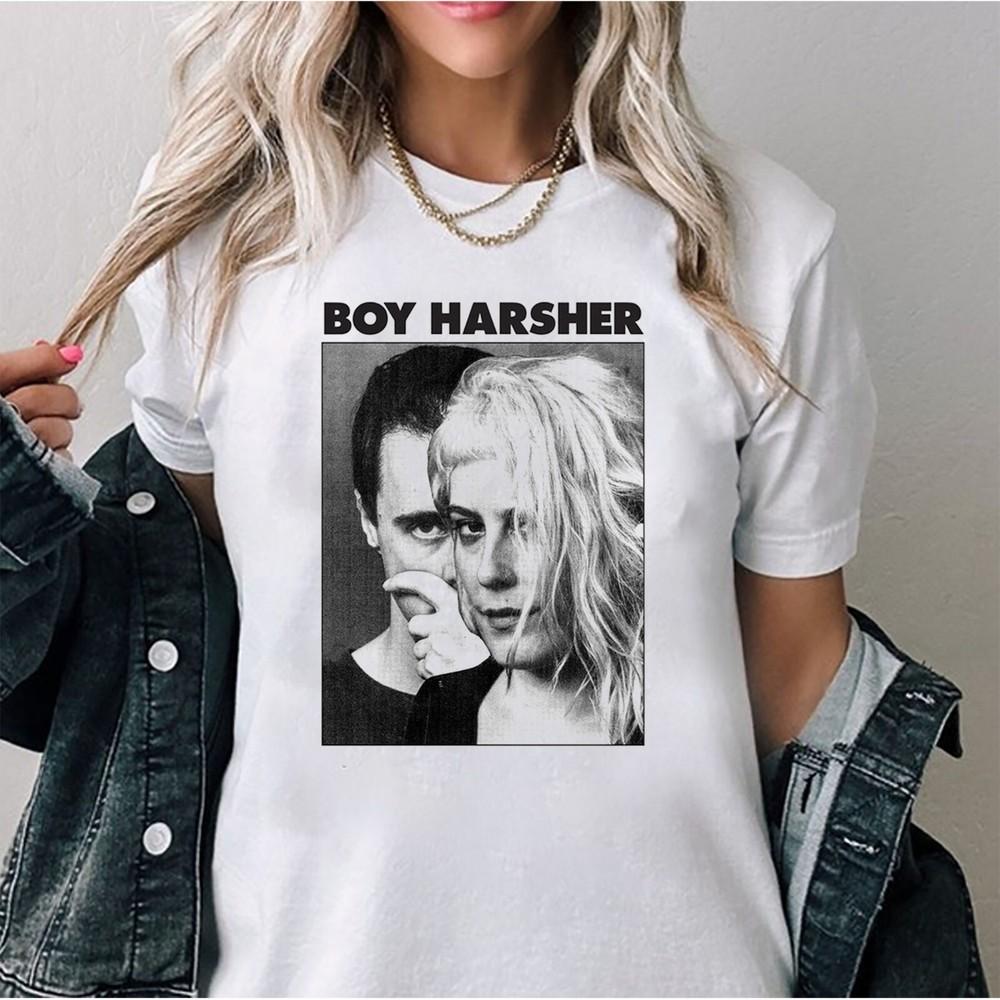 Винтажная футболка группы Boy Harsher Белая с коротким рукавом, Футболка Boy Harsher Унисекс XXXXL