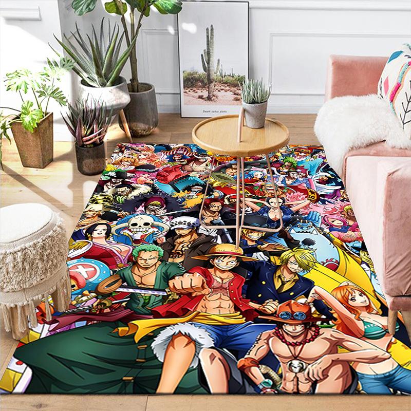 1Pc One Piece Characters Collage Rug, Office Carpet Indoor Outdoor Doormat, Non-Slip, Comfortable, Living, Christmas Halloween, Xmas Gift L1175