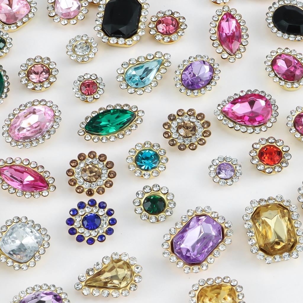 Mixed size sunflower sewing claws, artificial diamonds crystal glass beads buttons gemstones artificial diamonds