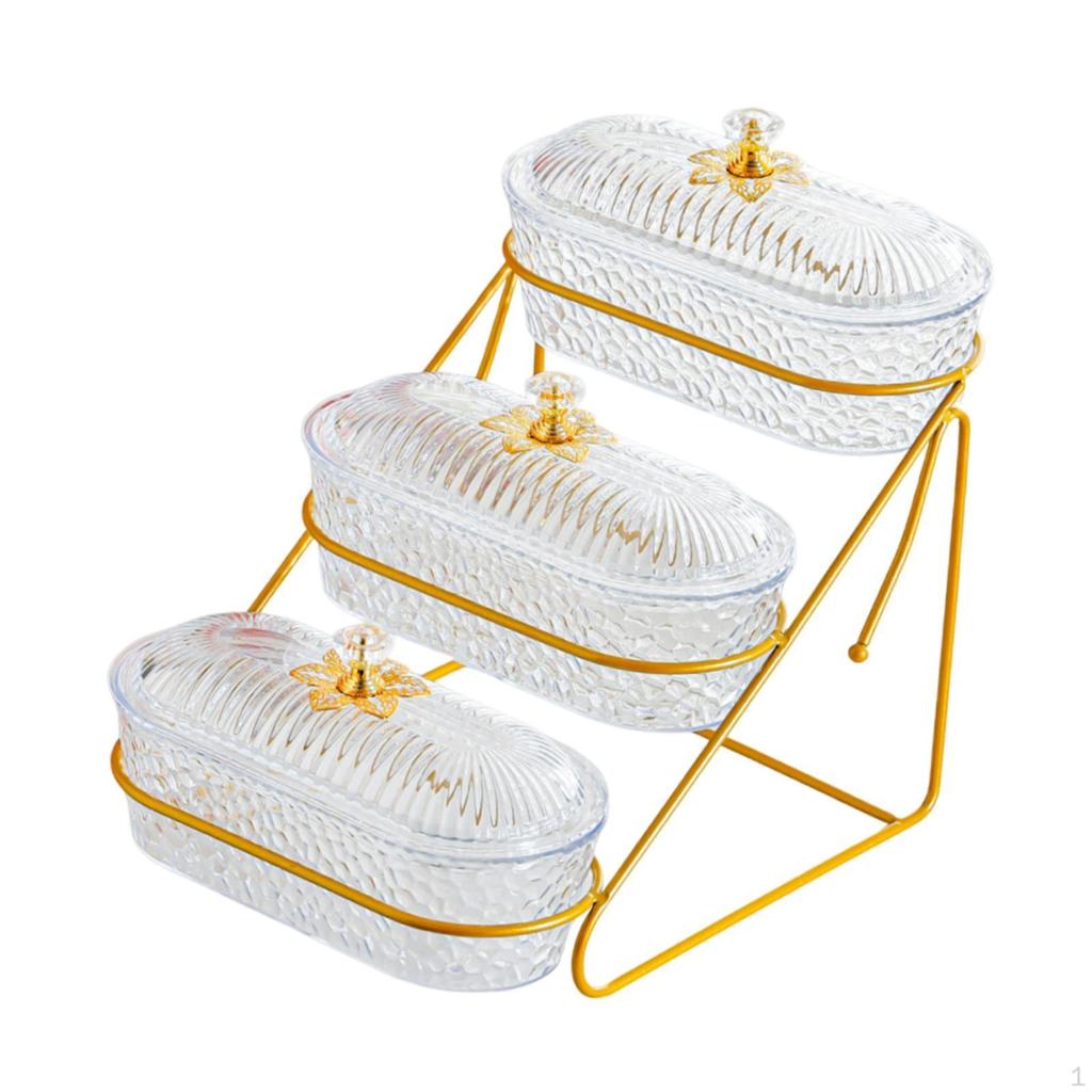 Fruit Basket Bowl Fruits Holder 3 Tier Versatile with Metal Stand Serving Tray for