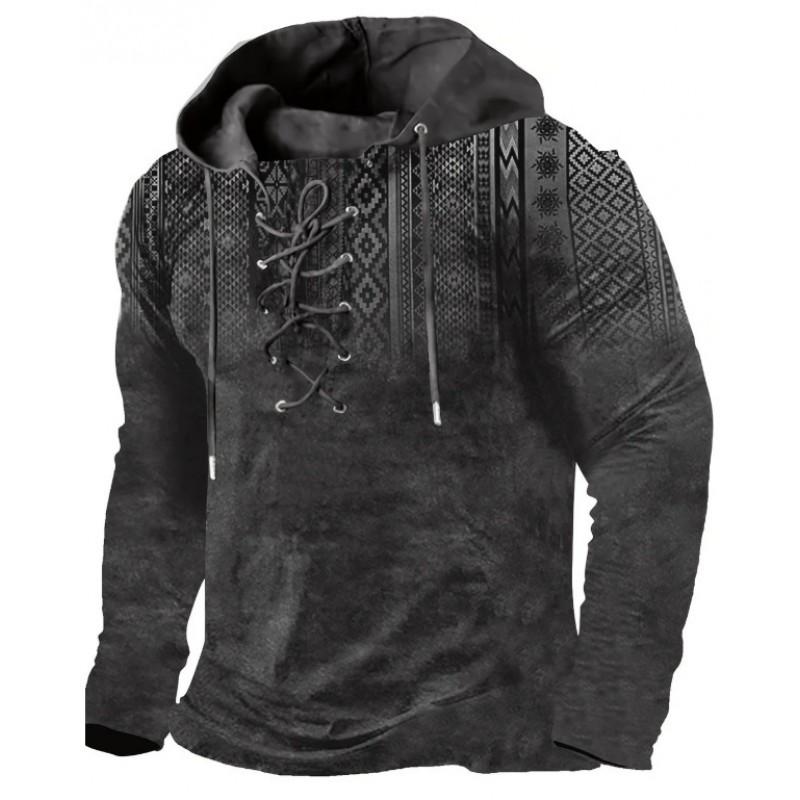 Herren Kapuzenpullover Lockerer Schnitt Mit 3D Digitalem Tierdruck Air Layer Stoff Langarm Freizeit Oberteil Alles