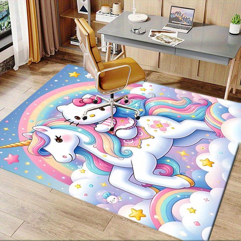 Office Rug Unicorn, Hello Kitty Anti-Slip Rug, Machine Washable for Living Room, Bedroom, Office, Multiple Sizes, Bedroom Mat, Decorative Mat, Durable