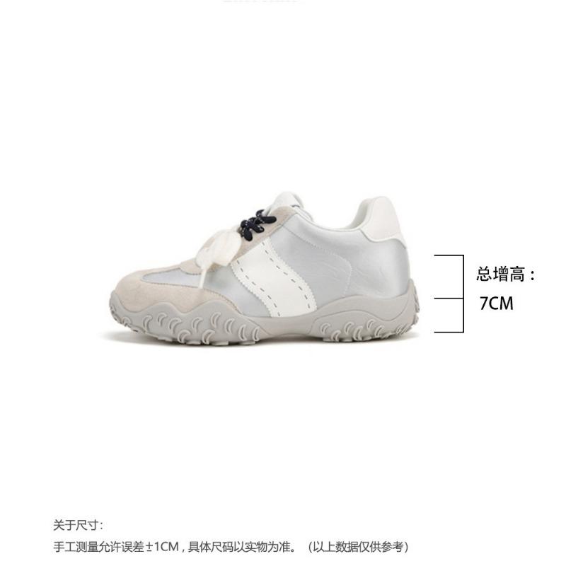 Sheepskin Version 7cm Inner Height Increase Crescent Pearl Lace Platform Casual Sports Shoes Women