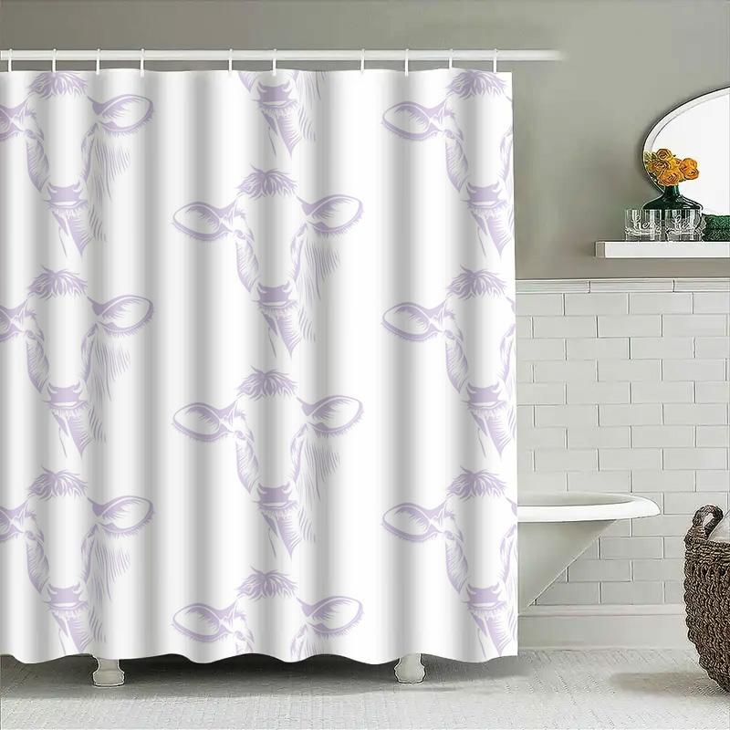 Purple Cow Print Shower Curtain Home Decor Bathroom Liner 3D Waterproof Fabric Purple Cows Design For Children'S Bathrooms Size: