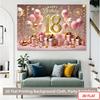 2D Sparkle Pink Gold 18th Happy Birthday Photography Backdrop with Balloons