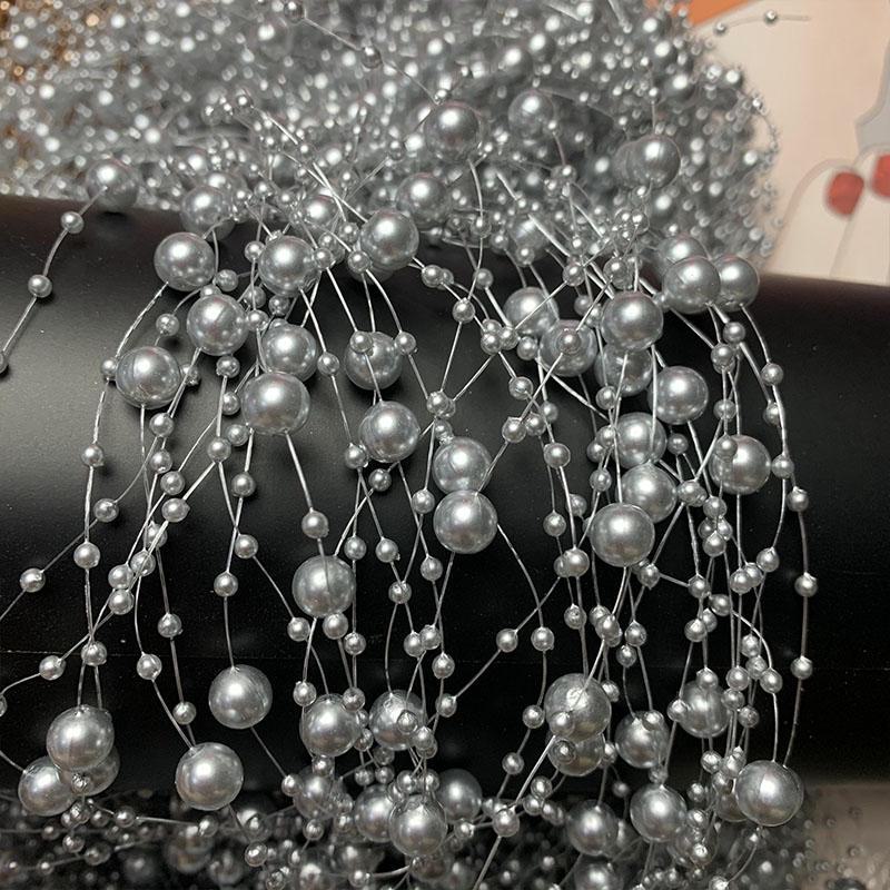 

Цепочка из бусин с имитацией жемчуга и цветными кисточками для создания свадебных аксессуаров для волос и букетов для рук своими руками 3+8 connected beads, 1 piece 1.3 meters