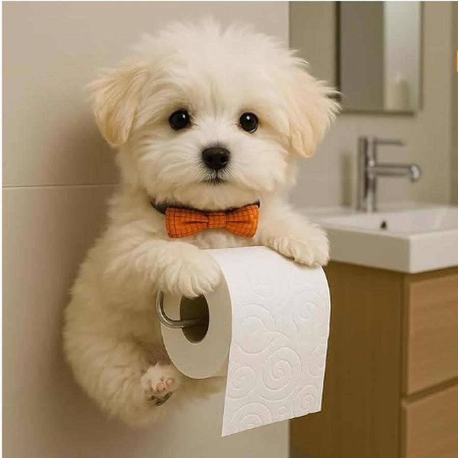 New Dog Series Paper Towel Holder Resin Figurine Toilet Wall Mounted Roll Paper Cute Dog Statue Home Decor