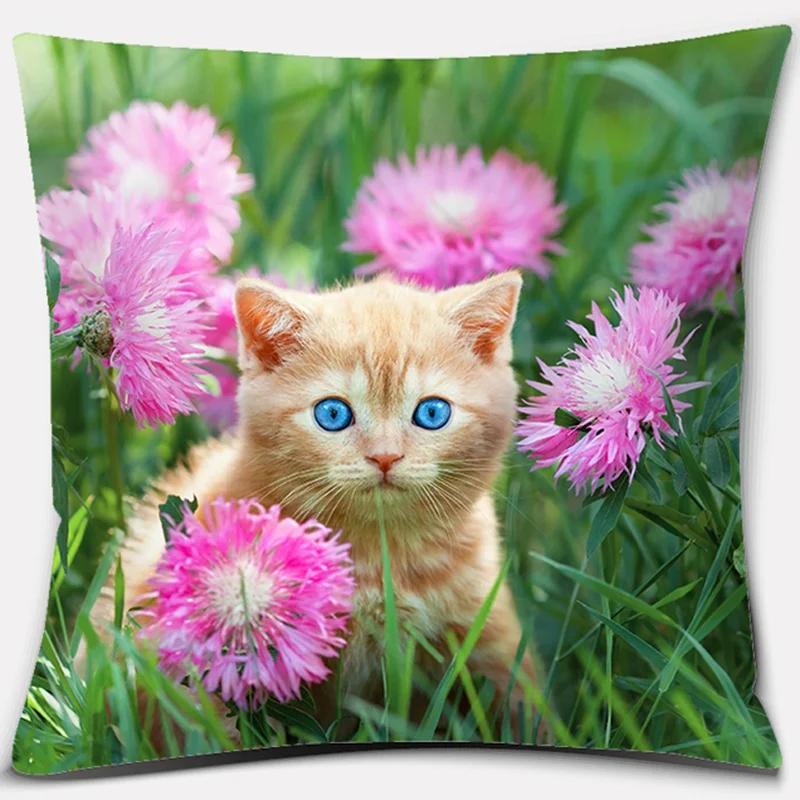 45x45cm Cute  Cat Series Decorative Pillowcase Living Room Sofa Office Seat Cushion Cover Home Decoration Hold