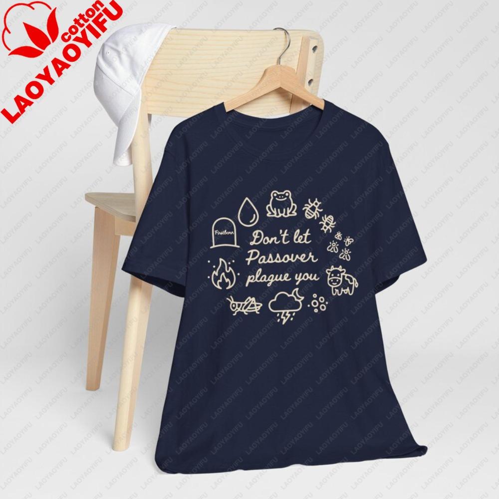 Funny Passover Plagues Shirt Jewish Seder Gift Pesach Dinner Cotton TShirt Harajuku Graphic T Shirts Y2k Top Aesthetic Clothes S