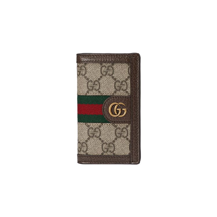 Gucci Canvas And Leather Trim Card Holder With Gold Hardware Men Accessories Beige Dark-Brown 734943-96IWT-8745