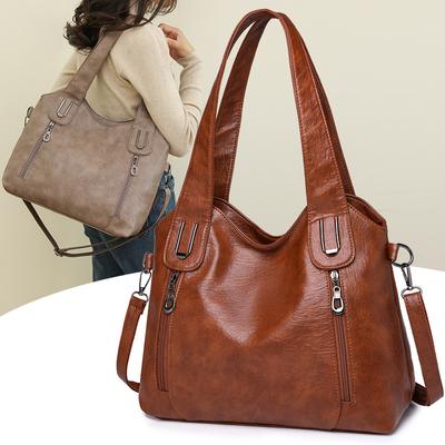 Große Kapazität Einkaufstasche Handtasche Damen Umhängetasche Weiches Leder Umhängetasche