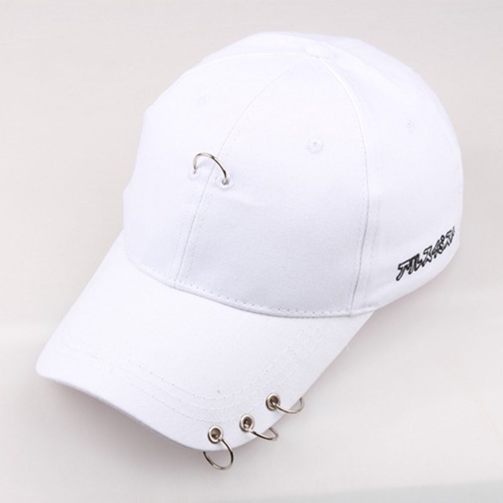 

Men Fashion Safety Pin Concise Style Hoop Sport Cap Women Visors Men Baseball Cap Curved Hat білий