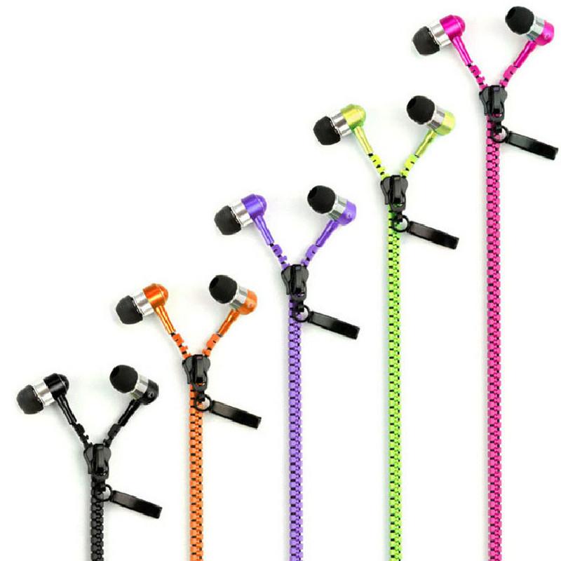 Metal Color Solid Zipper Headphones Line Control Smartphone Use Supplies Music