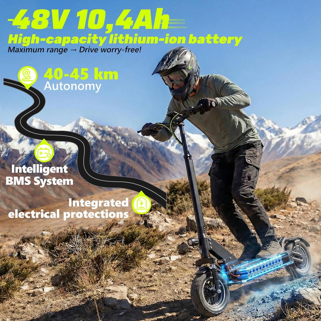 Adult Electric Scooter, 45-50 Km Range, 800W Max Motor, Foldable, Powerful, Dual Suspension, All-Terrain, Ultra-Lightweight, with TODIMART D5 App