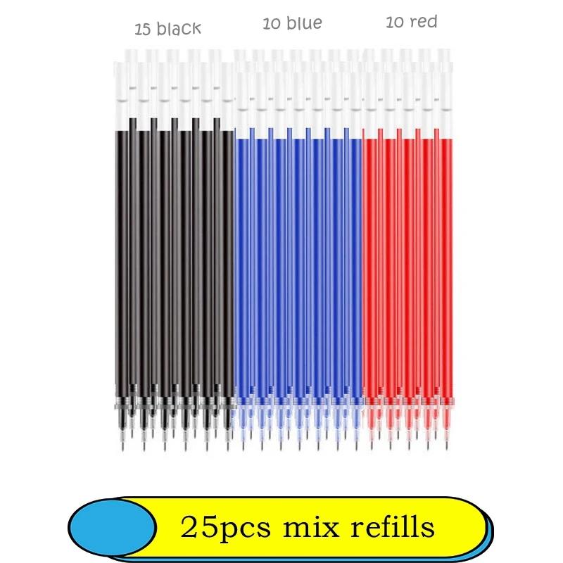 6-25Pc 05mm Gel Pen Kit Neutral Pen Black/Blue/Red Color Replacable Refill Smooth Writing School Stationery Supplies