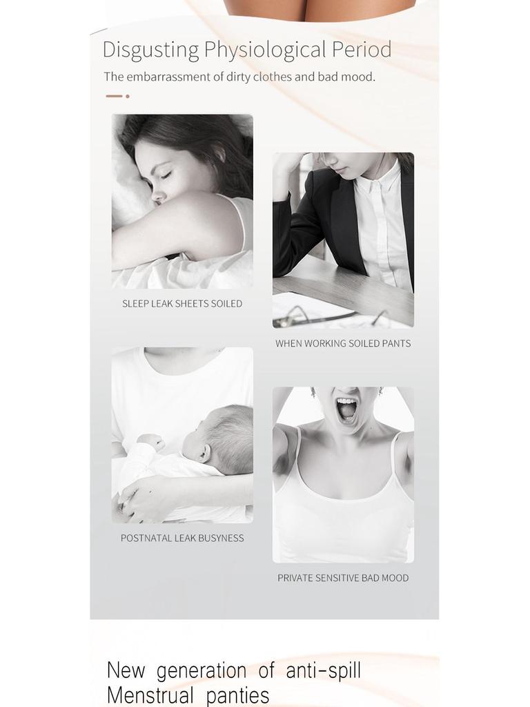 European Size Leak-proof High-waist Period Underwear - Breathable Mesh, Absorbent, Front and Back Protection