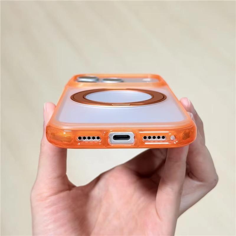 Luxury Airbag Anti-drop Magnetic Rotating Bracket Phone Case For iPhone 17 18 Pro Max For Magsafe Touch Camera Button Cover