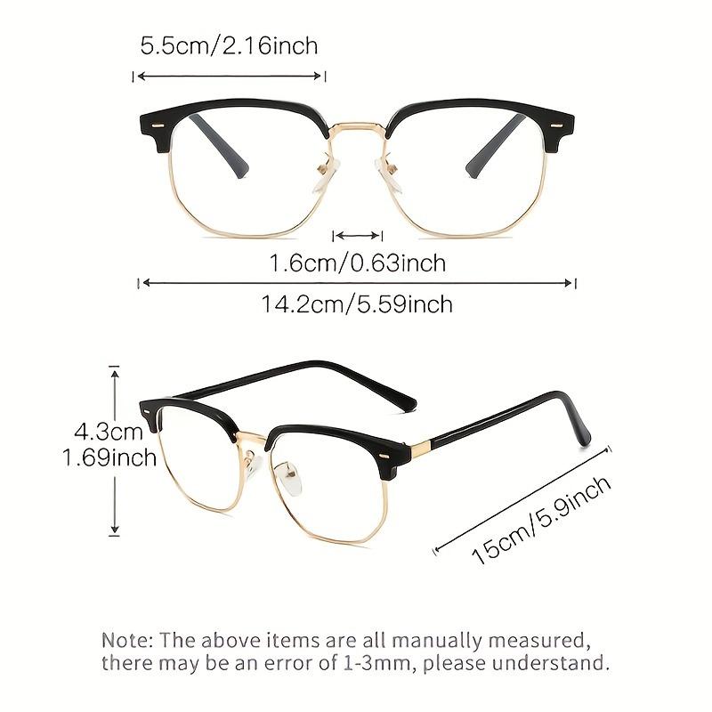 Elegant Men's Classic Vintage Half-Frame Glasses Sleek Black Anti-Blue Light PC Lenses for Computer Use Durable Metal