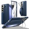 Folding Case with Stylus for Samsung Z Fold 4 5 6 7 Aluminum Alloy Lens Frame Holder Silicone Built-in Strap Glass Screen Film