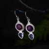Elegant S925 Plated Charoite Drop Earrings Women Stylish Purple Crystal Dangle Jewelry Gift