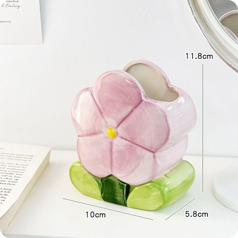 Ceramic Flower Makeup Brush Storage Bucket Pen Container Ceramic Tulip Pen Holder  Girl Gift