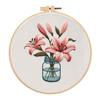 1 set Lily Embroidery Kit - Lily Cross Stitch, a beginner-friendly embroidery material kit with English stitch instructions. DIY embroidery craft kit.