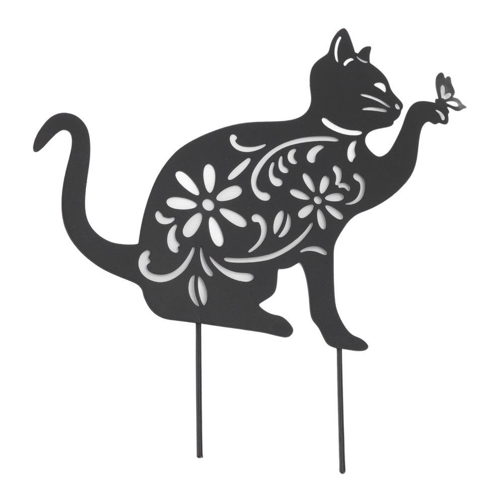11.02x12.20 In Metal Cat Silhouette Hollow Design Hollow Metal Ornament Garden Decor