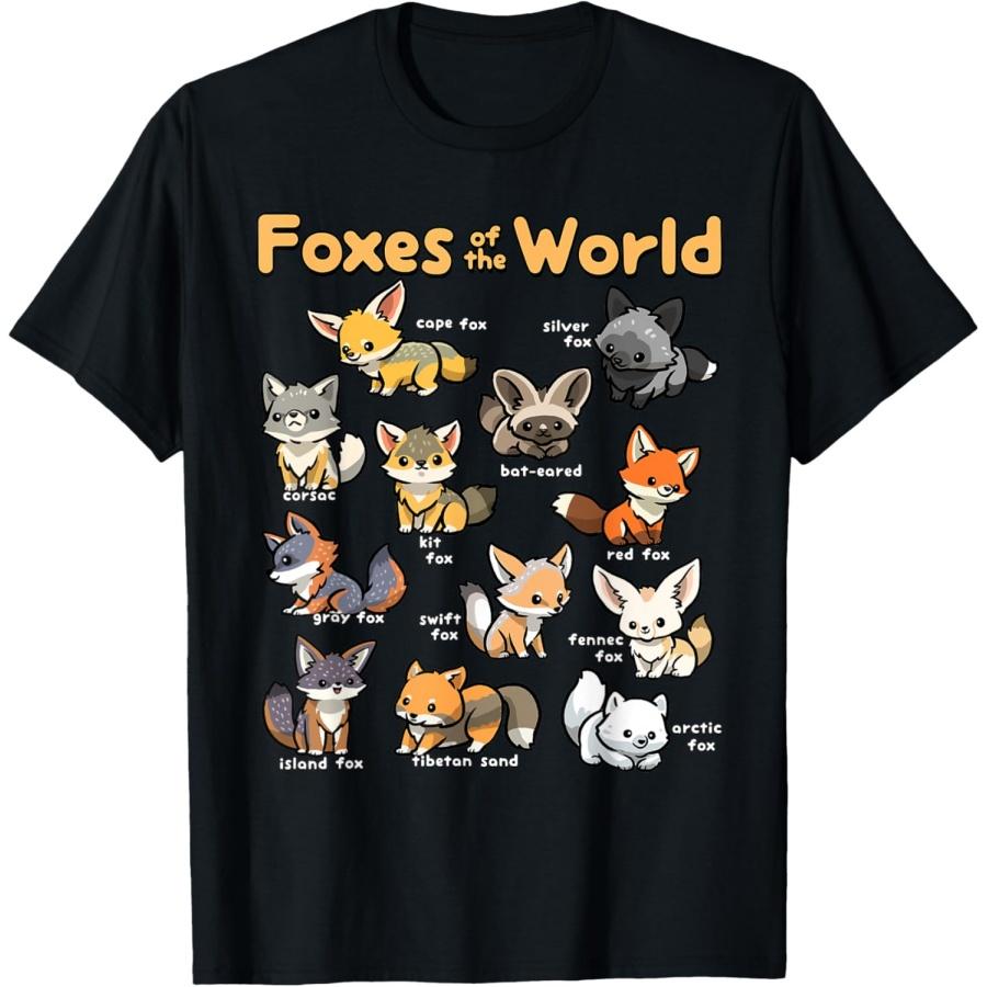 

Kawaii Fox Animals of the World Educational Animal Fox Lover T-Shirt XXXXXL чорний