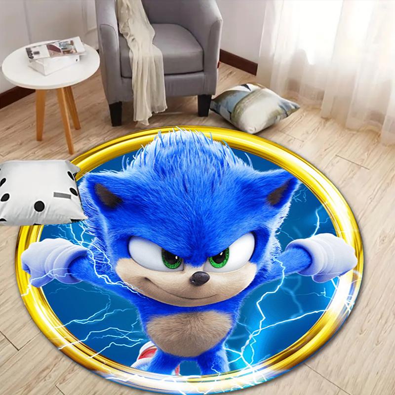 Sonic Printed Chair Rug for Home Office Use, Living Room Kitchen Game Room Round Carpet