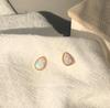 14K Gold-Plated Sterling Silver Opal Stud Earrings - Elegant & Versatile Design for Women