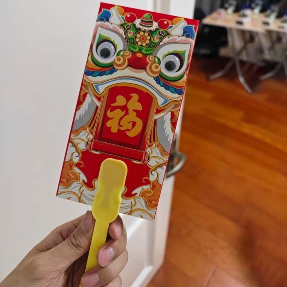Traditionelles Fächerdesign Roter Umschlag 10 Karten Quaste Kinder Geldbeutel mit chinesischem Knoten Segen Gott des Reichtums Rote Tasche