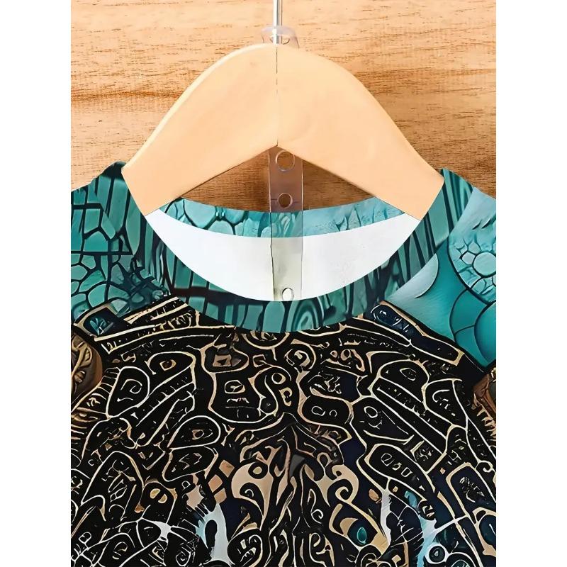 Men's T-shirt Men's Fashion Leopard Print Animal Print Casual Short Sleeved Round Neck T-shirt Loose Top