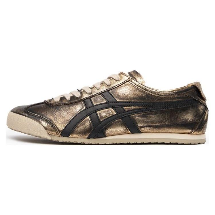 ONITSUKA TIGER Mexico 66 Leather Synthetic Non-Slip Wear-Resistant Low-Top Sports Casual Shoes Unisex Sneakers Gold Black 1183C144-200