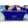 Custom White Spandex Stretch Tablecloth for Cocktail Rectangle Bar Tables - Elastic Cover for Conferences & Banquets