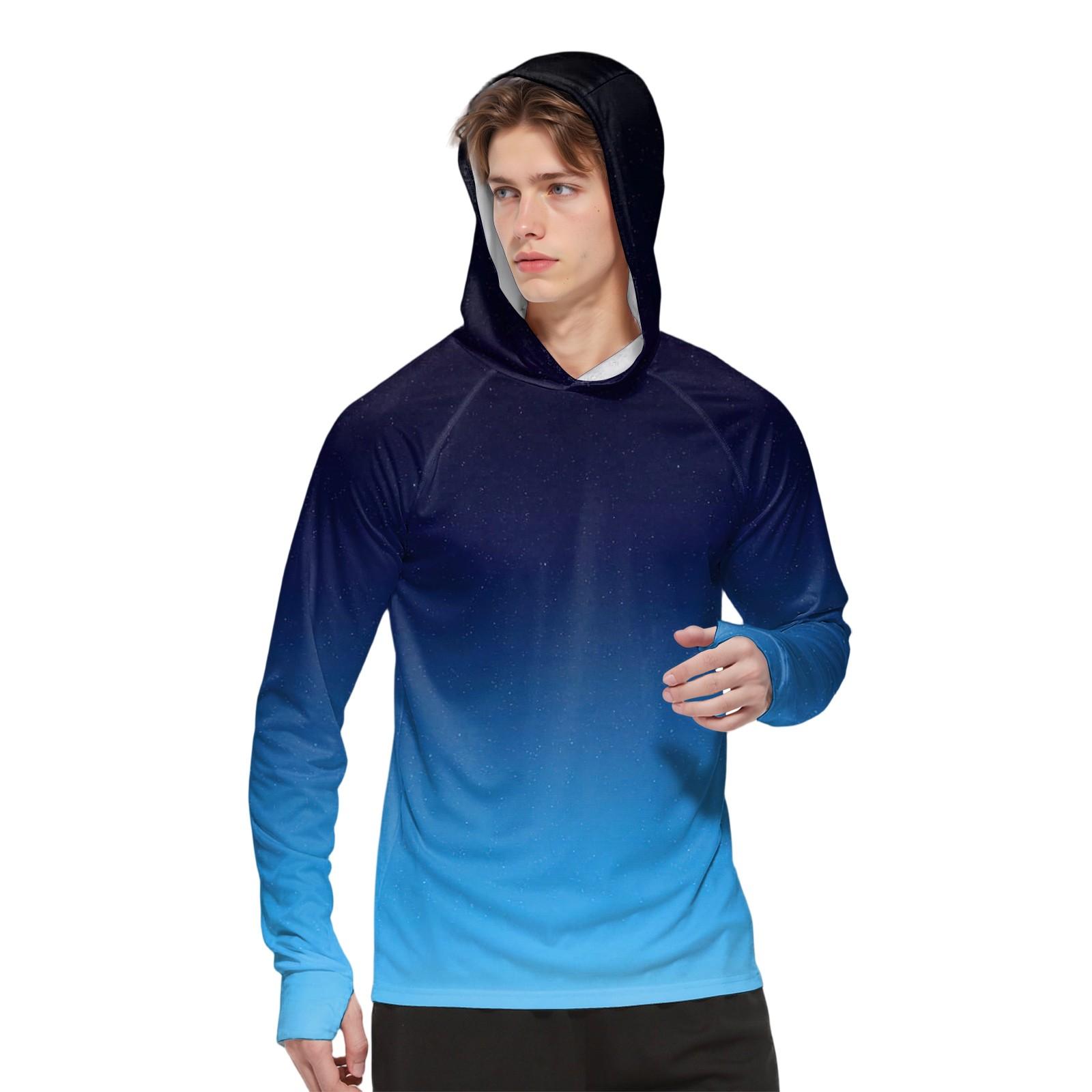 

Мужская модная рубашка с длинным рукавом с принтом и капюшоном SPF/UV L