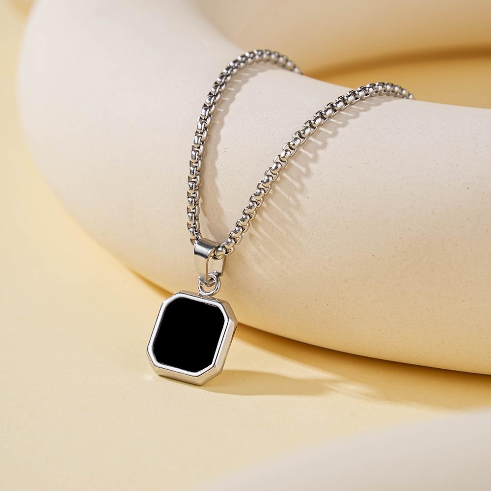 

1 шт. Простая панк-подвеска черного цвета на цепочке из нержавеющей стали, повседневный и деловой аксессуар для мужчин one-size