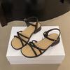 French fairy style low-heeled sandals female summer fashion temperament 2025 new casual Roman beach cool slippers
