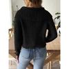 Women’s Cropped Top: New Autumn/Winter Knit Jumper with Large Lapel, Pull-Over Style
