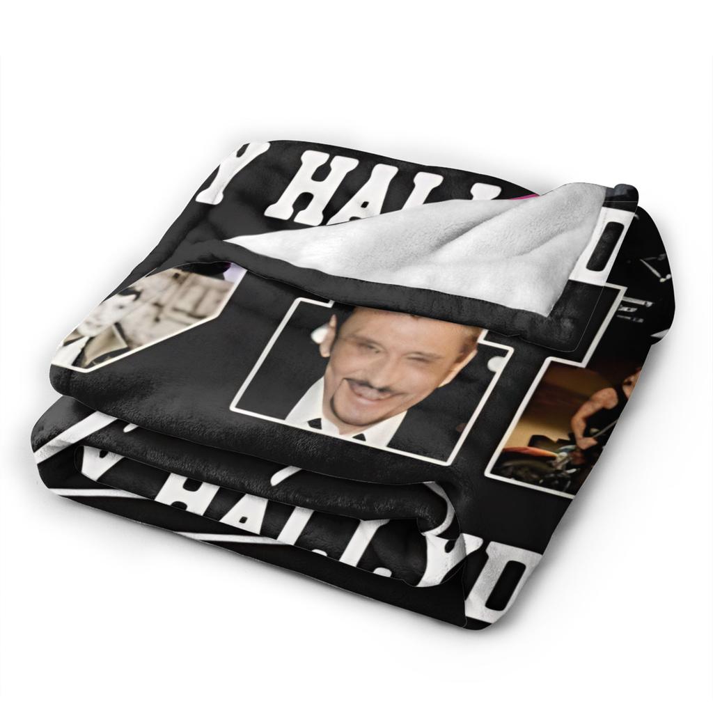Rock Star Johnny Hallyday Flannel Blanket Soft Warm Throw Blanket for Outdoor Travel Novelty Bedspread Sofa Bed Cover