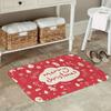 Festive Cherry Red Christmas Doodle Non-Slip Doormat - Machine Washable Lightweight Polyester Mat with Rubber Backing, Irregular