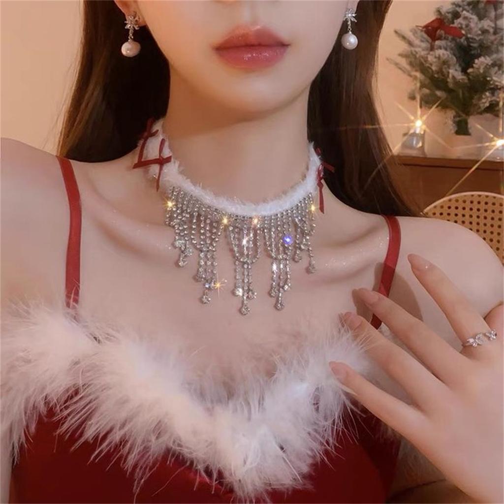 Bowknot Pearl Necklace Autumn and Winter Sweet High-end Clavicle Chain Super Fairy Fashion Accessories
