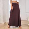 European & American Commuter A-Line Midi Skirt - Solid Color, Knit, Polyester-Cotton, Micro-Elastic, Spring/Autumn Wear