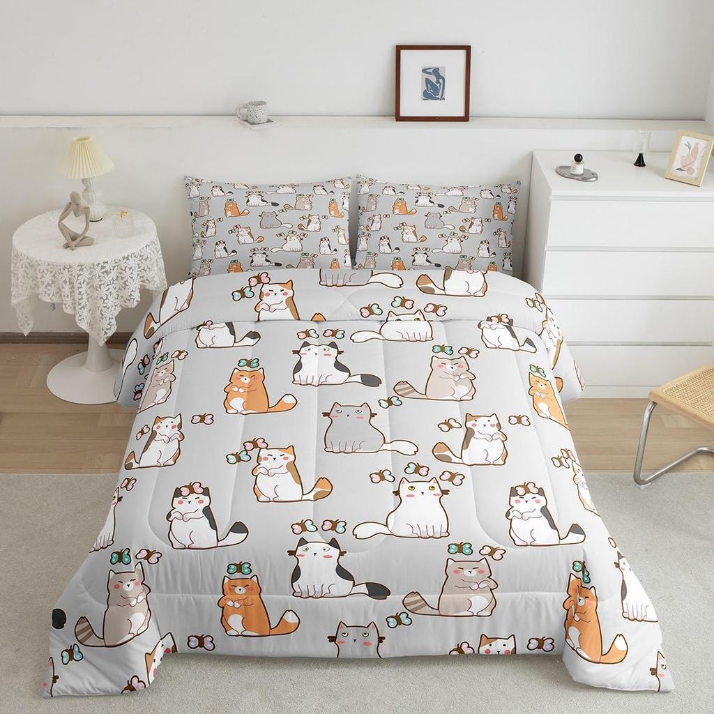 Erosebridal Horse Quilt Twin Size, Farmhouse Western Cowboy Cowgirls Duvet Insert for Kids Boys Girls Teens, Cartoon Kawaii Horse Bedding Se