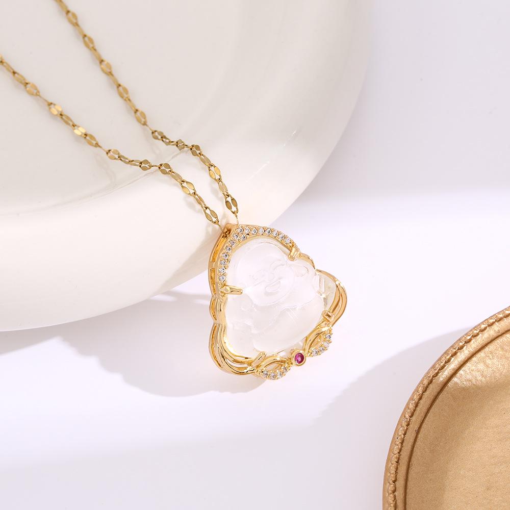 Hochwertige Damen Halskette aus Titanstahl mit vierblättrigem Kleeblatt - Nicht verblassend, vielseitige Schlüsselbeinkette