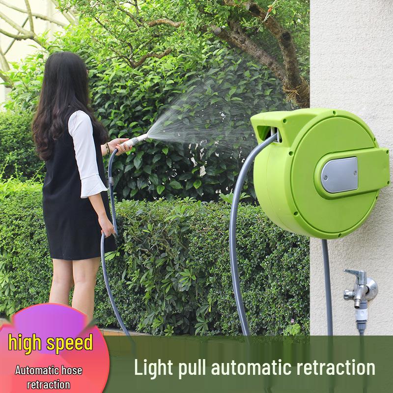 Automatic Retractable Hose Reel with High-Pressure Spray Gun for Car Washing and Household Use